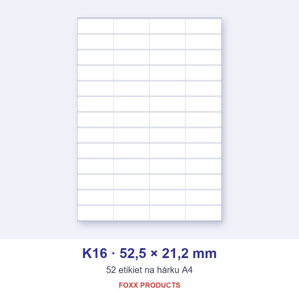 Etikety A4 K16 52,5 × 21,2