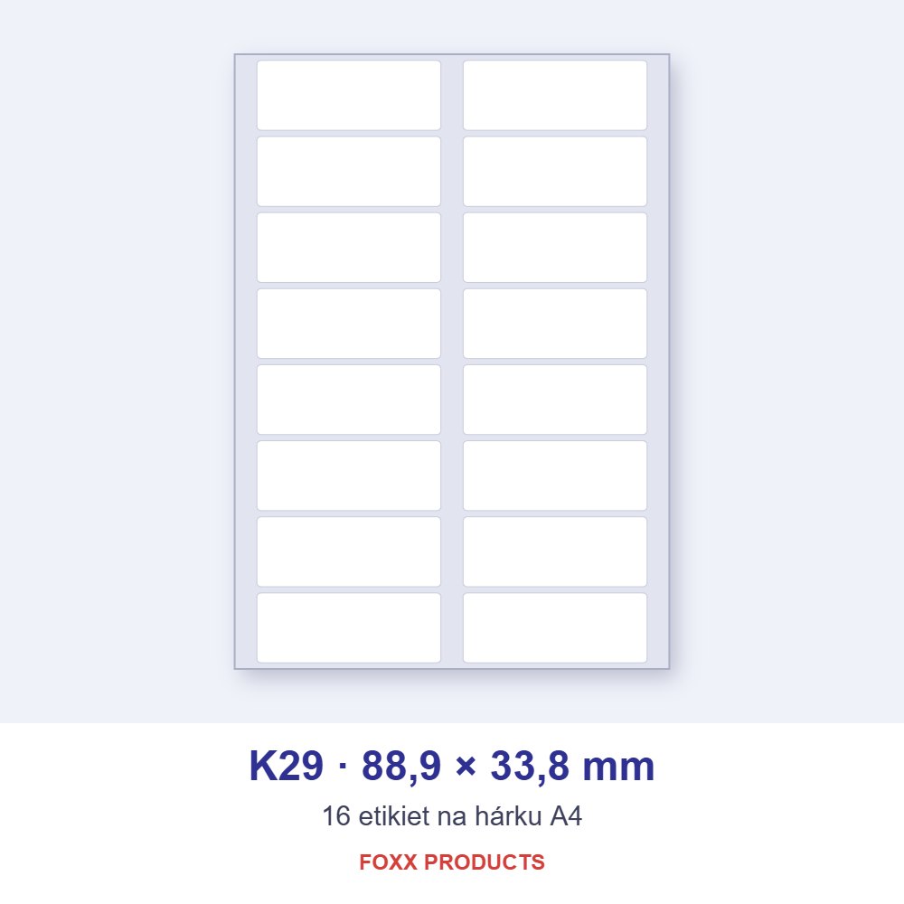 Etikety A4 K29 88,9 × 33,8