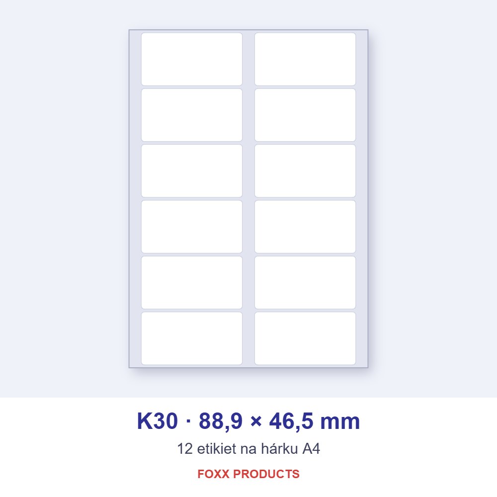 Etikety A4 K30 88,9 × 46,5