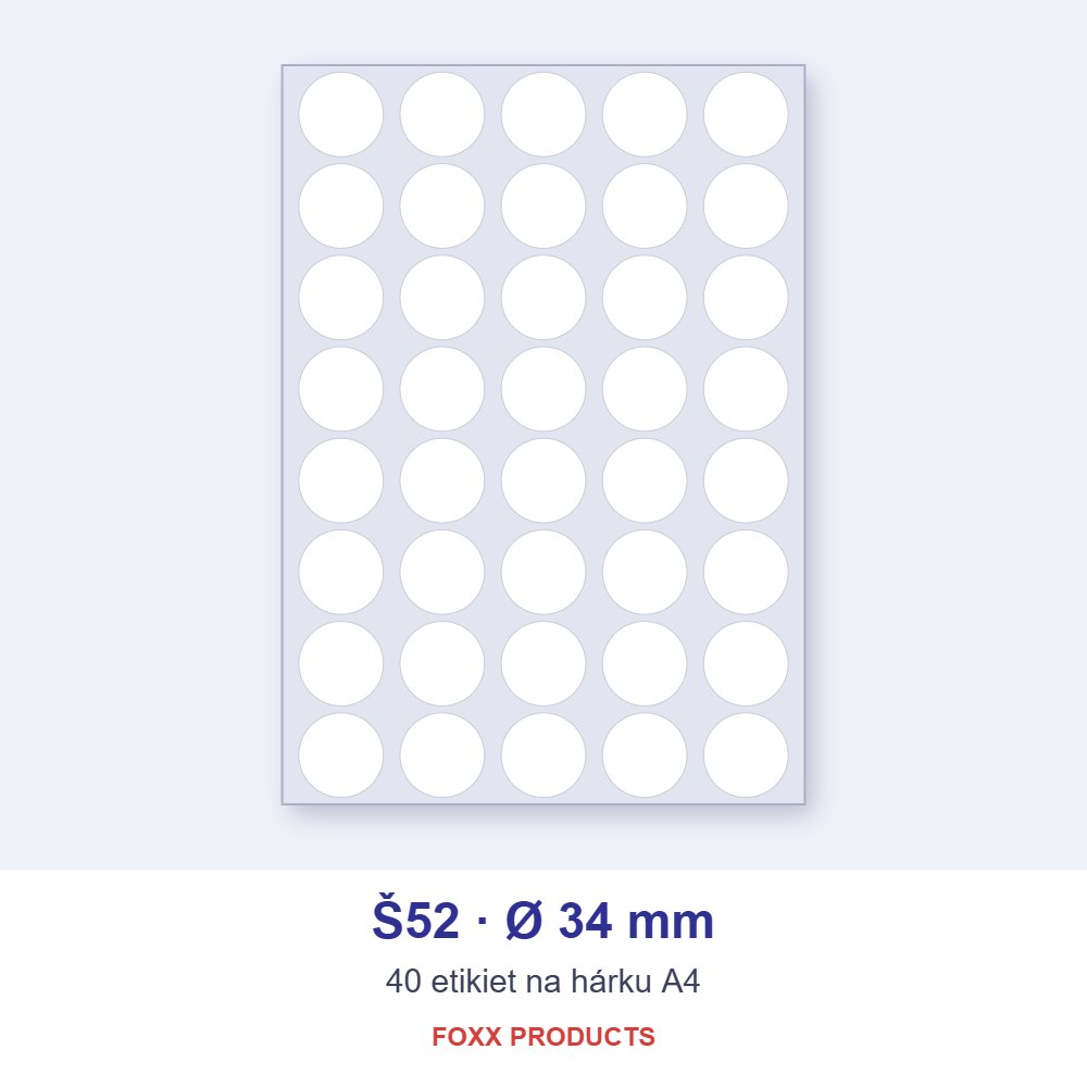 Etikety A4 Š52 Ø 34 (kruh)