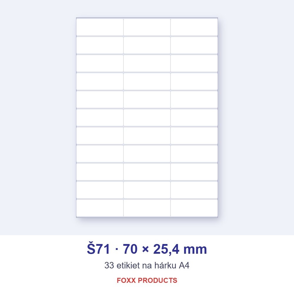 Etikety A4 Š71 70 × 25,4