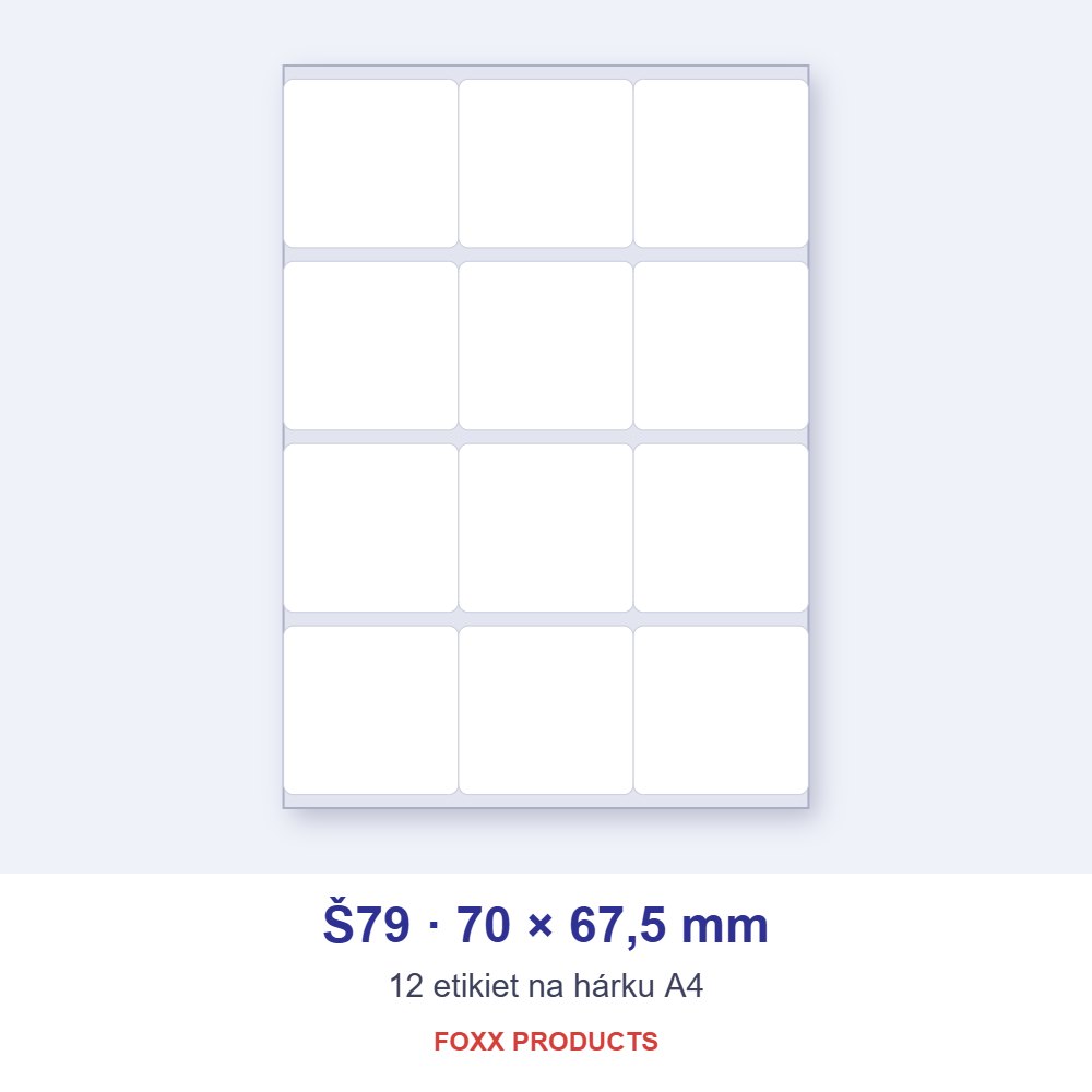 Etikety A4 Š79 70 × 67,5