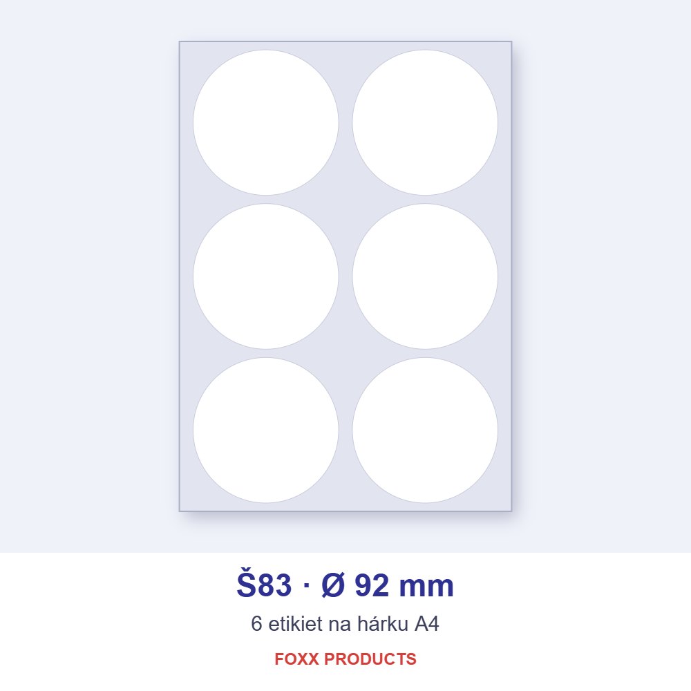 Etikety A4 Š83 Ø 92 (kruh)