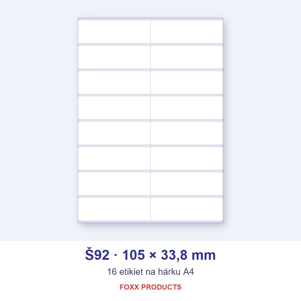 Etikety A4 Š92 105 × 33,8