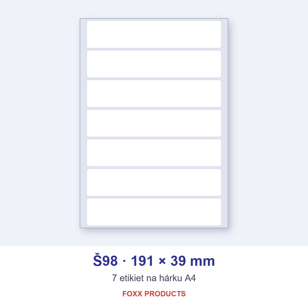 Etikety A4 Š98 191 × 39