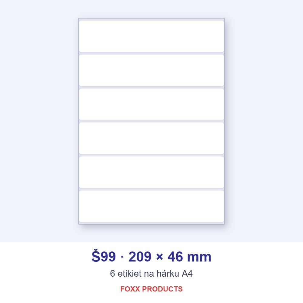 Etikety A4 Š99 209 × 46