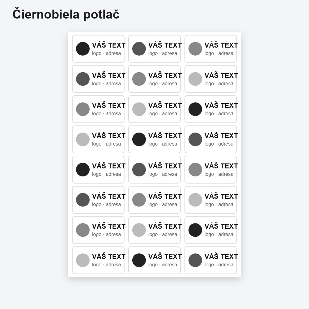 Etikety A4 s čiernobielou potlačou